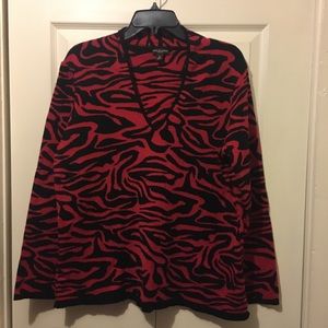 Red Zebra Print Sweater by Dana Buchman